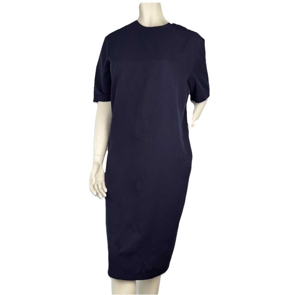 Vintage‎ Navy Sheath Dress Rayon Blend Canada Office Siren Corporate Core L
